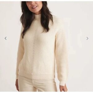 Marine Layer Women's Skylar Turtleneck Sweater in Ivory Size XS cable knit. D